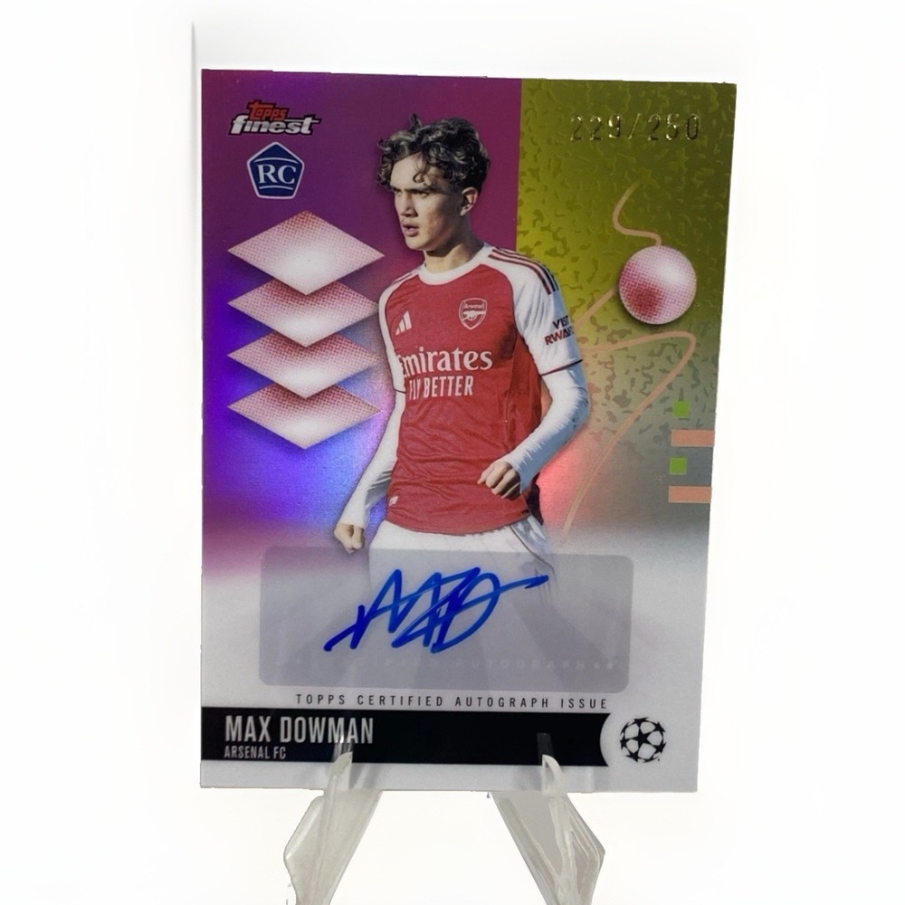 Max Dowman 2025 Topps Finest UEFA Rookie Pink Refractor Auto /250 #BA-MD (RC)
